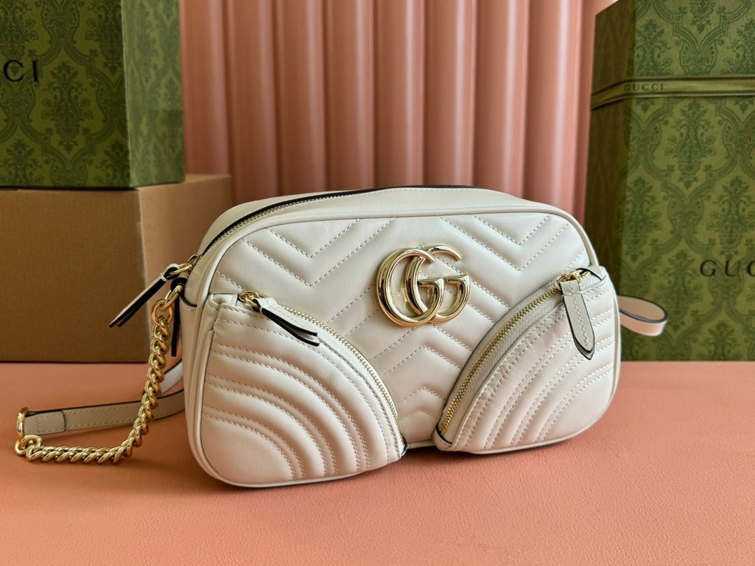 {Style No: 4D1NMY2P} MARMONT SMALL SHOULDER BAG 24 IN WHITE CALFSKIN GOLD HARDWARE - Image 8