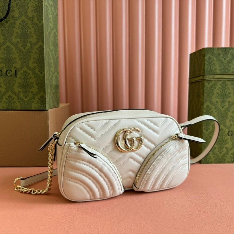 {Style No: 4D1NMY2P} MARMONT SMALL SHOULDER BAG 24 IN WHITE CALFSKIN GOLD HARDWARE