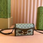{Style No: Q4EWZFUM} GG HORSEBIT 1955 MINI 18 BAG BEIGE CANVAS AND BROWN CALFSKIN