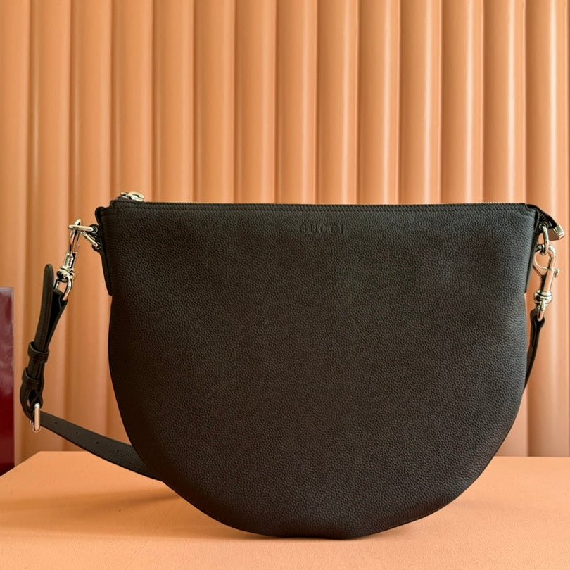 {Style No: EH3B32KI} BODY SHOULDER BAG 40 IN DARK BROWN CALFSKIN SILVER HARDWARE