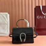 {Style No: B1NXGYB8} DIONYSUS MEDIUM SHOULDER BAG 22 IN BLACK GG GLOSSY LAMBSKIN