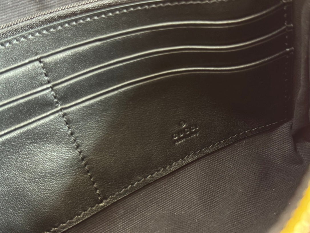 {Style No: 2SZZ8L3I} RUBBER EFFECT SMALL WALLET ON CHAIN 22.5 IN BLACK CALFSKIN - Image 6