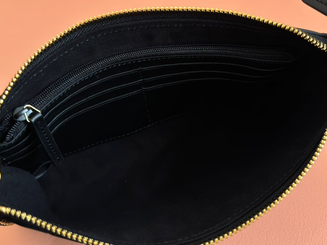 {Style No: 2SZZ8L3I} RUBBER EFFECT SMALL WALLET ON CHAIN 22.5 IN BLACK CALFSKIN - Image 8