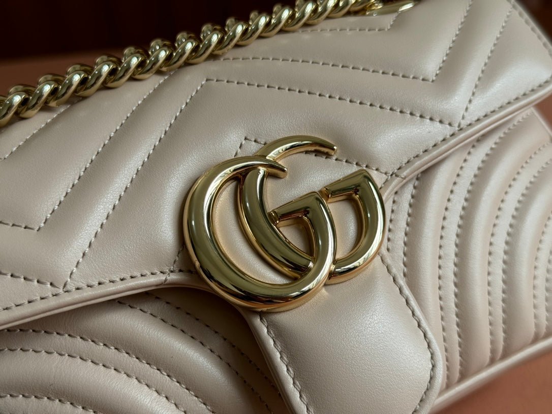 {Style No: LGA3SWTB} MARMONT MEDIUM SHOUDER BAG 23 IN LIGHT BEIGE CALFSKIN - Image 7