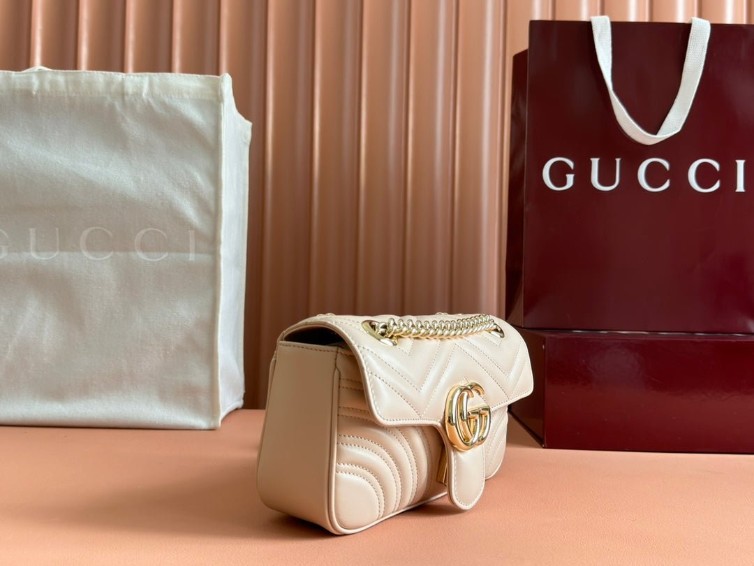 {Style No: LGA3SWTB} MARMONT MEDIUM SHOUDER BAG 23 IN LIGHT BEIGE CALFSKIN - Image 2