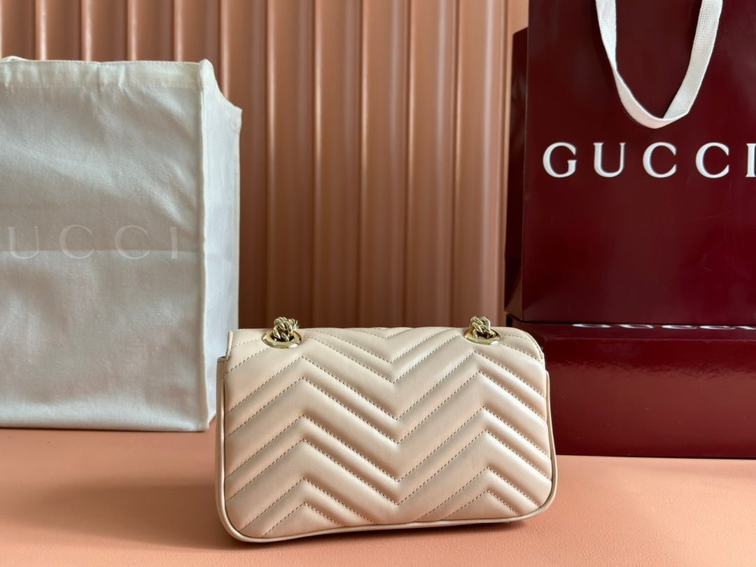 {Style No: LGA3SWTB} MARMONT MEDIUM SHOUDER BAG 23 IN LIGHT BEIGE CALFSKIN - Image 3