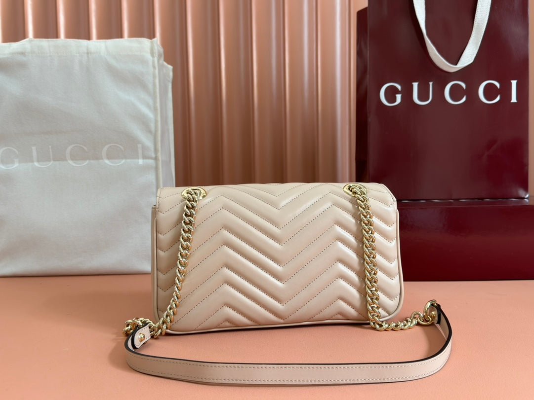 {Style No: RVT1CRW9} MARMONT MEDIUM SHOUDER BAG 26 IN LIGHT BEIGE CALFSKIN - Image 3