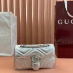 {Style No: VLU5757C} MARMONT MEDIUM SHOUDER BAG 23 IN SILVER PATENT CALFSKIN