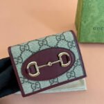 {Style No: IPS8PKDE} HORSEBIT 1955 CARD CASE WALLET 11 IN BEIGE DARK BROWN NEW GG AND ROSSO ANCORA RED CALFSKIN