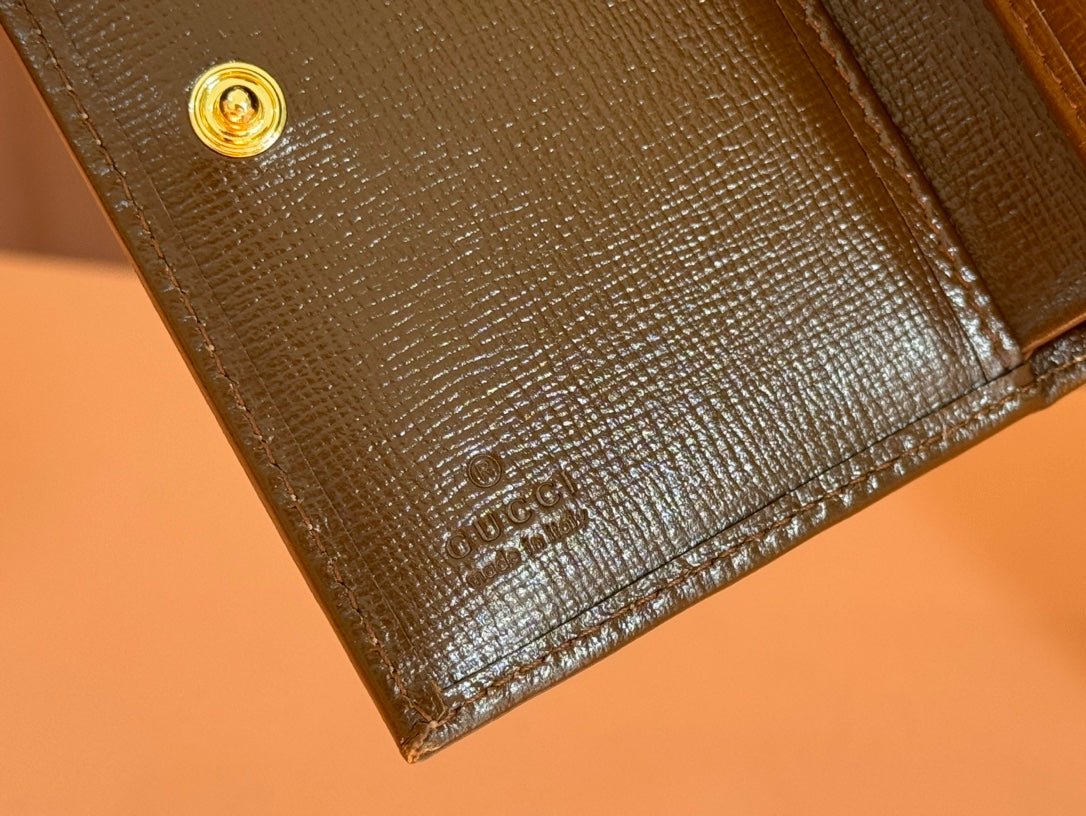 {Style No: 5JNB8FQ8} HORSEBIT 1955 CARD CASE WALLET 11.5 IN BEIGE EBONY GG CANVAS BROWN CALFSKIN - Image 8