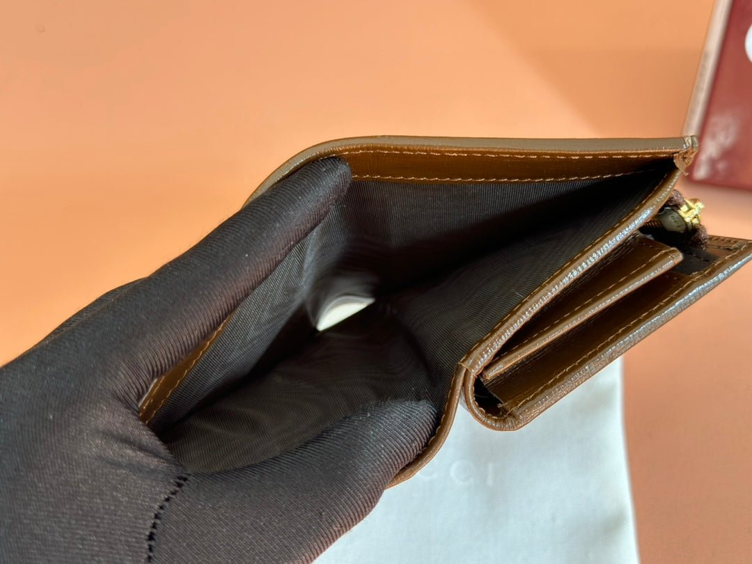 {Style No: 5JNB8FQ8} HORSEBIT 1955 CARD CASE WALLET 11.5 IN BEIGE EBONY GG CANVAS BROWN CALFSKIN - Image 7
