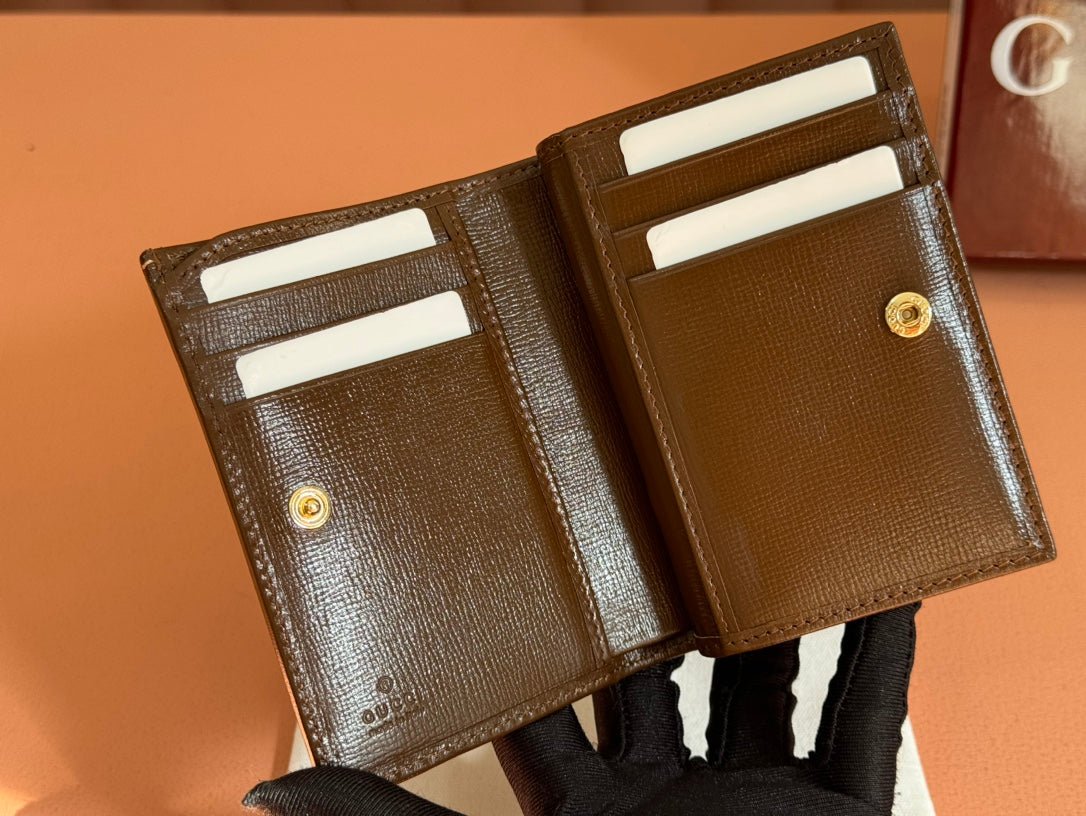 {Style No: 5JNB8FQ8} HORSEBIT 1955 CARD CASE WALLET 11.5 IN BEIGE EBONY GG CANVAS BROWN CALFSKIN - Image 5