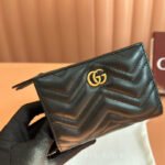 {Style No: I2R9Q7WE} MEDIUM DOUBLE G WALLET 11.5 IN BLACK SMOOTH CALFSKIN