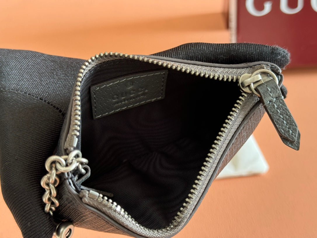 {Style No: S4NSPACH} BI-COLOUR ZIP KEY CASE 12 IN DARK GREY CALFSKIN - Image 5