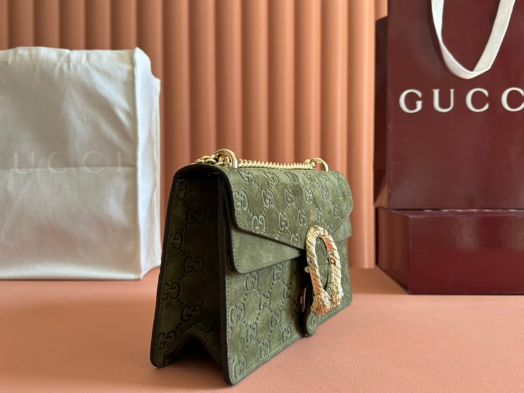 {Style No: ACHHHEMY} DIONYSUS MEDIUM SHOULDER BAG 27.5 IN DARK GREEN GG SUEDE - Image 2