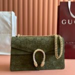 {Style No: ACHHHEMY} DIONYSUS MEDIUM SHOULDER BAG 27.5 IN DARK GREEN GG SUEDE