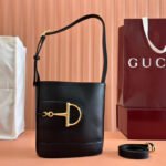 {Style No: UA2UOPIC} 73 SMALL BUCKET BAG 20 IN BLACK SMOOTH CALFSKIN