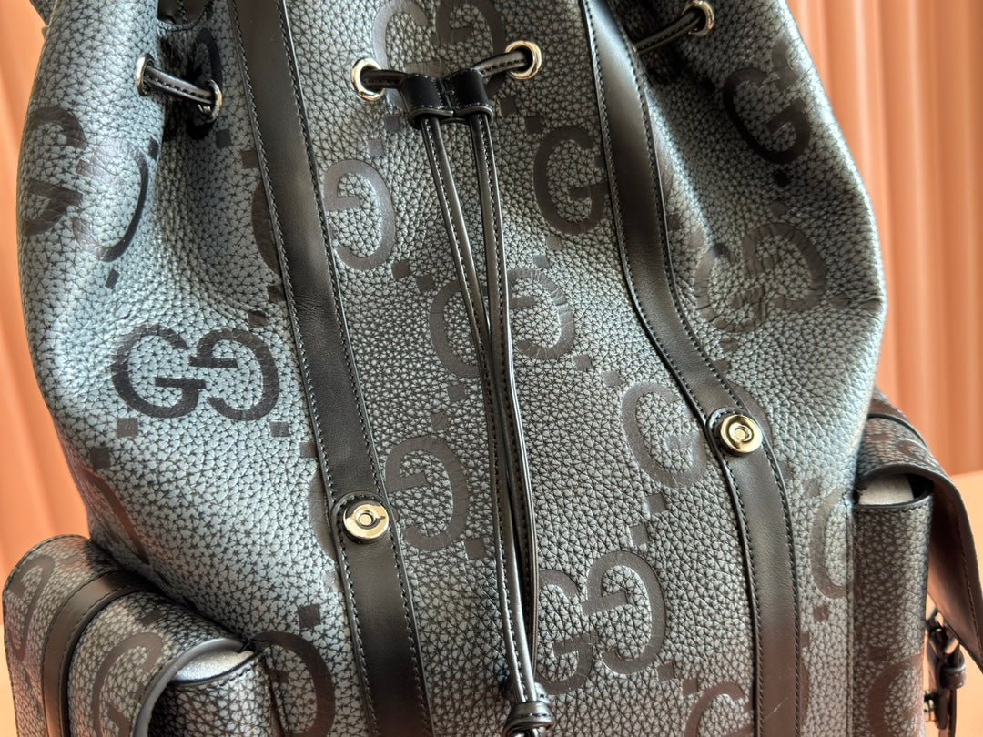{Style No: Y1I9QQTU} LARGE BACKPACK JUMBO 41 IN GREY AND BLACK GRAINY GG LAMBSKIN - Image 2