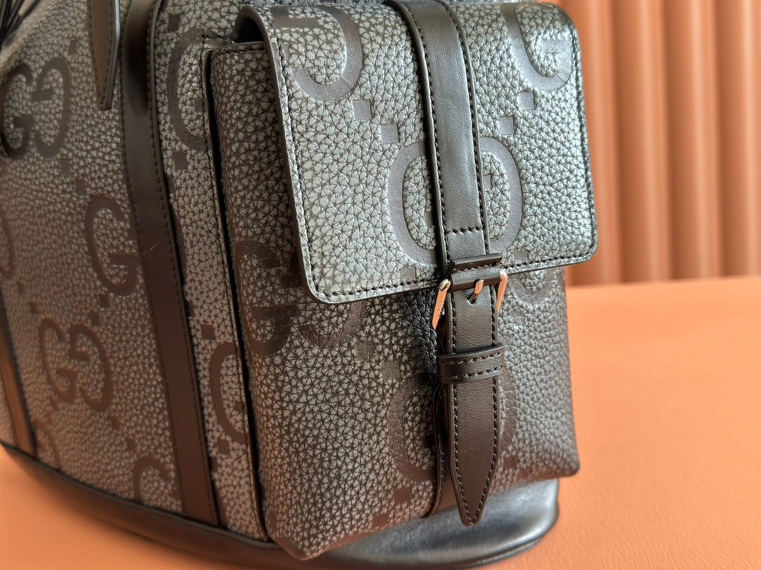 {Style No: Y1I9QQTU} LARGE BACKPACK JUMBO 41 IN GREY AND BLACK GRAINY GG LAMBSKIN - Image 4