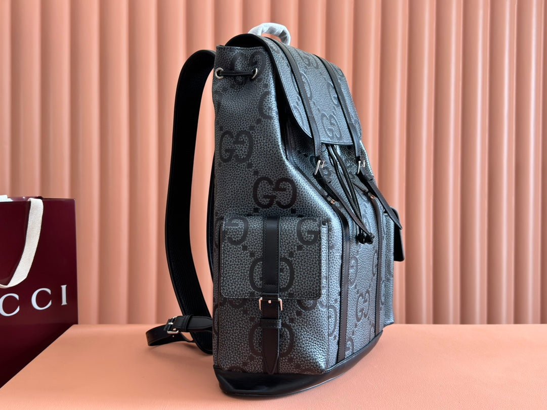 {Style No: Y1I9QQTU} LARGE BACKPACK JUMBO 41 IN GREY AND BLACK GRAINY GG LAMBSKIN - Image 9
