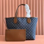 {Style No: HXZGA32S} LARGE TOTISSIMA REVERSIBLE TOTE 30.5 IN DARK BLUE DENIM ONE SIDE GREY SUEDE