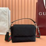 {Style No: HOHRGY8S} SMALL CROSSBODY BAG 19 IN BLACK CANVAS MONOGRAM LOGO