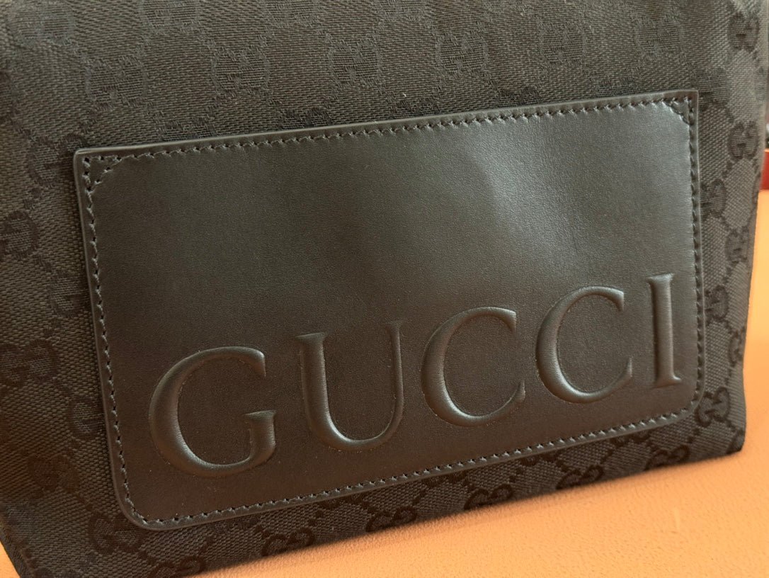 {Style No: HOHRGY8S} SMALL CROSSBODY BAG 19 IN BLACK CANVAS MONOGRAM LOGO - Image 8