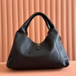 {Style No: GECBQI5Q} SOFTBIT MAXI SHOULDER BAG 46 IN BLACK GRAINY LAMBSKIN