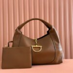 {Style No: AC62NA5R} SOFTBIT MAXI SHOULDER BAG 46 IN BROWN GRAINY LAMBSKIN