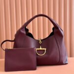 {Style No: 33YQ92ES} SOFTBIT MAXI SHOULDER BAG 46 IN BURGUNDY GRAINY LAMBSKIN