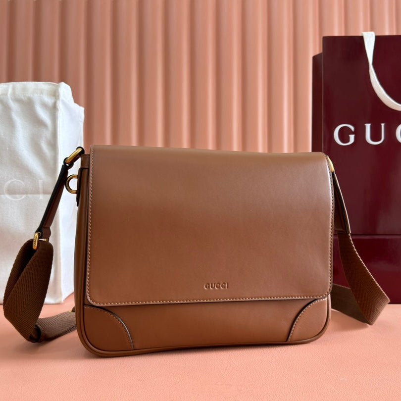 {Style No: CW92IJK3} MEDIUM EMBLEM CROSSBODY BAG 29 IN BROWN CALFSKIN