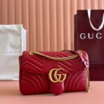 {Style No: TAWHLOQI} MARMONT SHOULDER BAG 31 IN RED CALFSKIN GOLD CHAIN