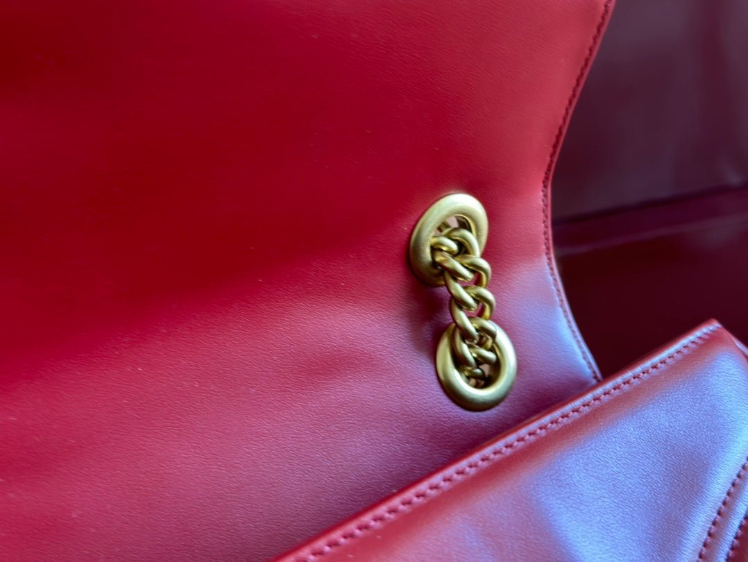 {Style No: TAWHLOQI} MARMONT SHOULDER BAG 31 IN RED CALFSKIN GOLD CHAIN - Image 5