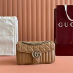 {Style No: CRQHFWSE} MARMONT SMALL SHOULDER BAG 26 IN BROWN LAMBSKIN