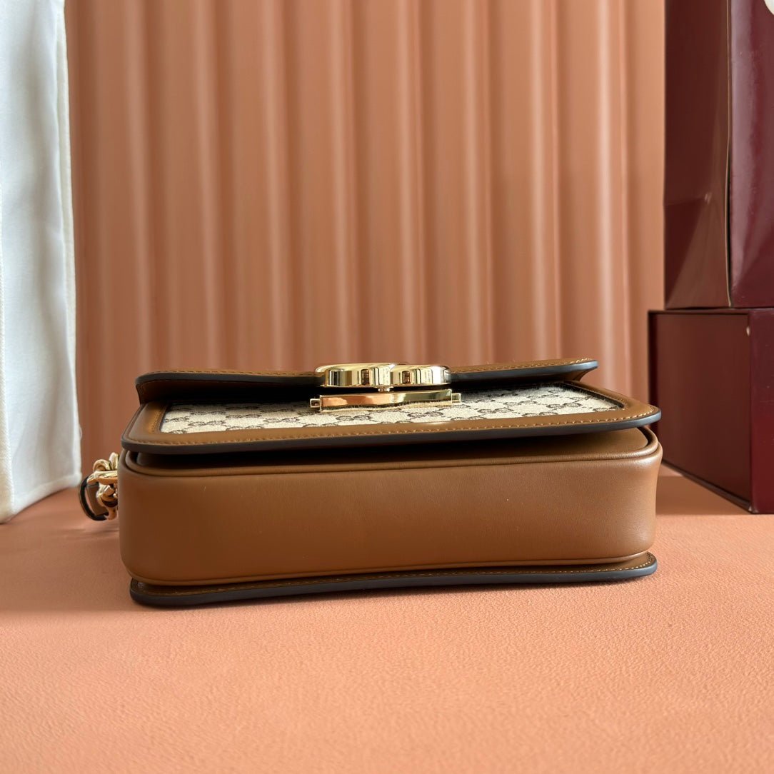 {Style No: VN666NHZ} GO SMALL SHOULDER BAG 21.5 IN BEIGE CANVAS BROWN CALFSKIN - Image 3