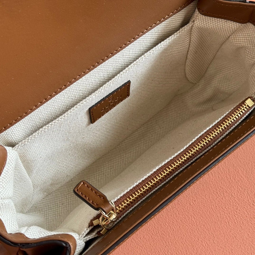 {Style No: VN666NHZ} GO SMALL SHOULDER BAG 21.5 IN BEIGE CANVAS BROWN CALFSKIN - Image 7