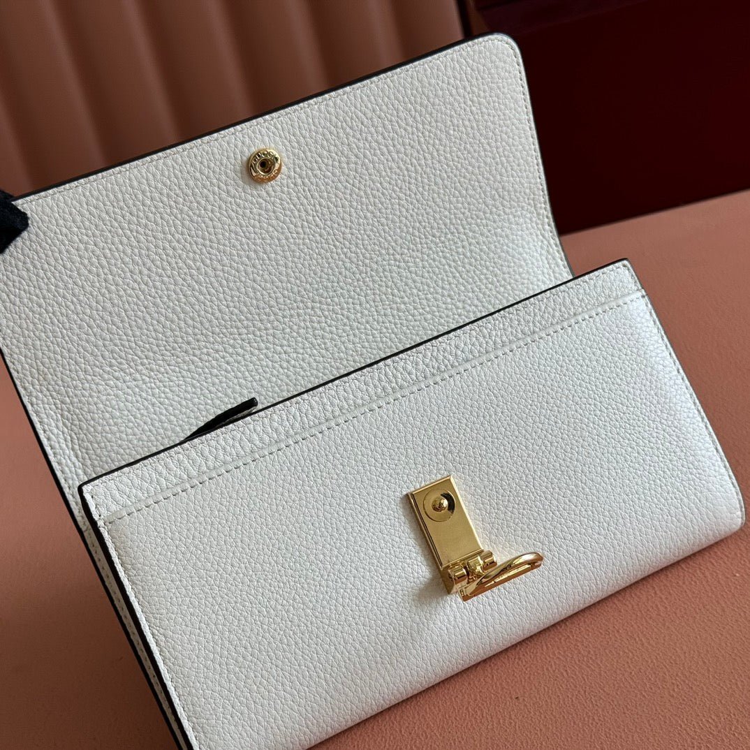 {Style No: H2KJMR1C} SOFTBIT CONTINENTAL WALLET 19 IN WHITE GRAINY CALFSKIN GOLD HARDWARE - Image 8