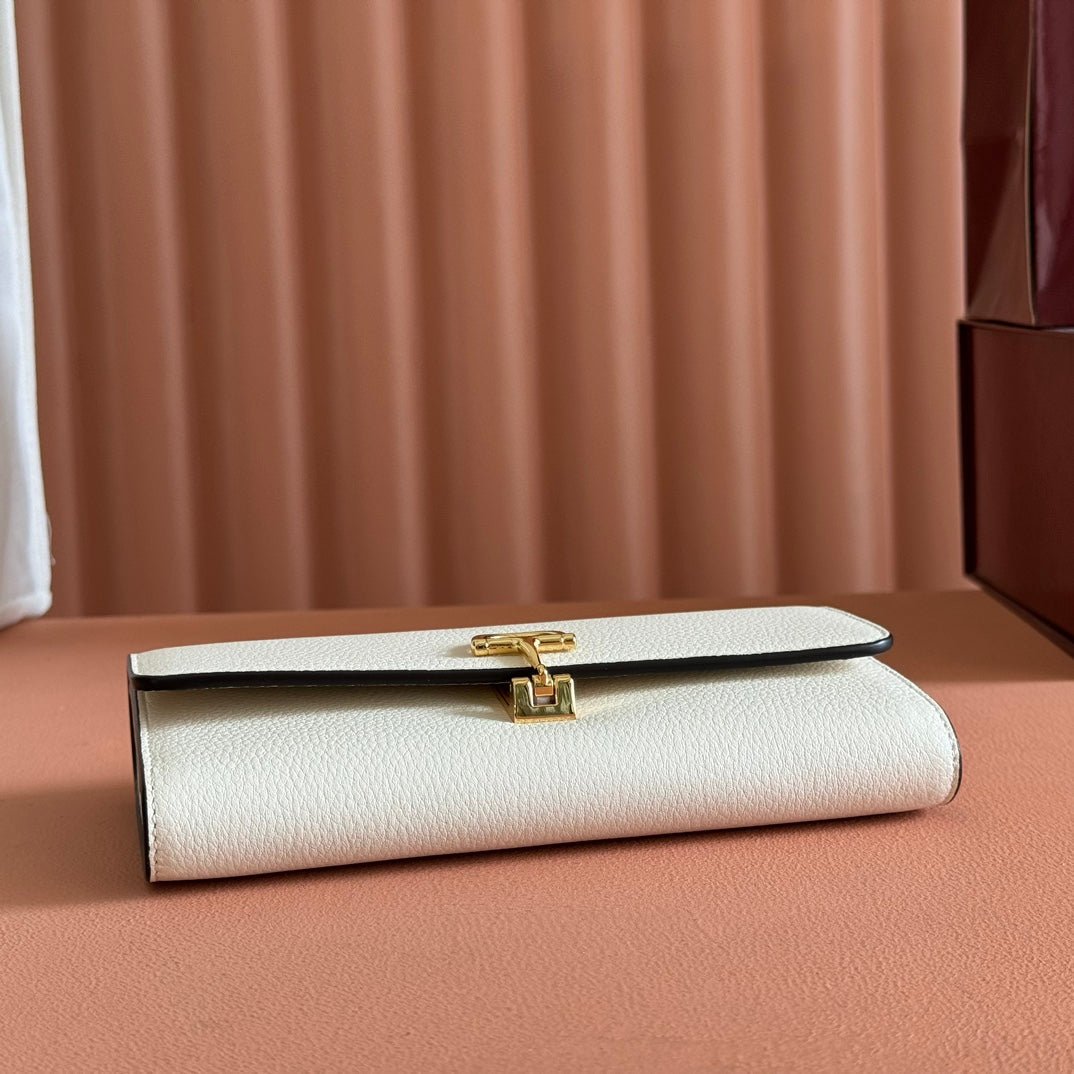 {Style No: H2KJMR1C} SOFTBIT CONTINENTAL WALLET 19 IN WHITE GRAINY CALFSKIN GOLD HARDWARE - Image 3