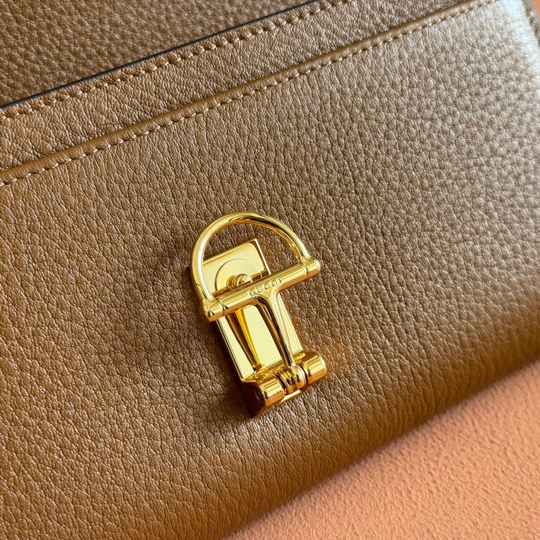 {Style No: MJZLRZ9L} SOFTBIT CONTINENTAL WALLET 19 IN BROWN GRAINY CALFSKIN GOLD HARDWARE - Image 6