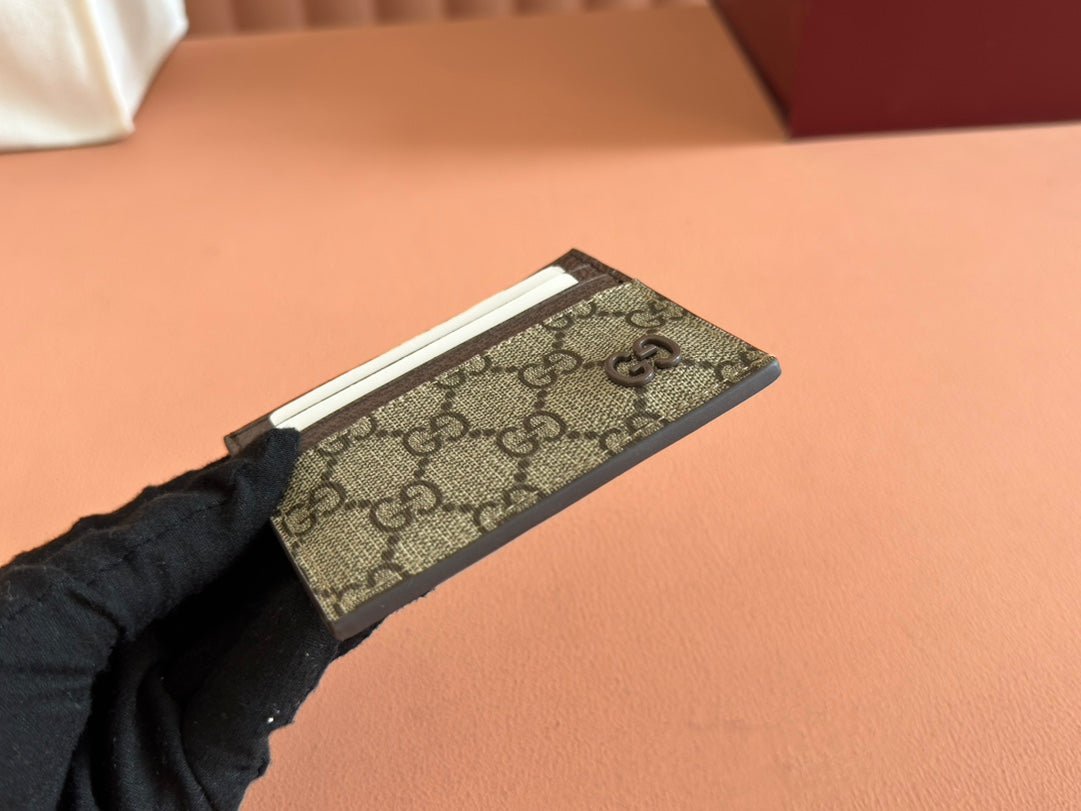 {Style No: WIQ8BMEL} GG CARD CASE 10 IN BEIGE AND BROWN GG CALFSKIN - Image 6