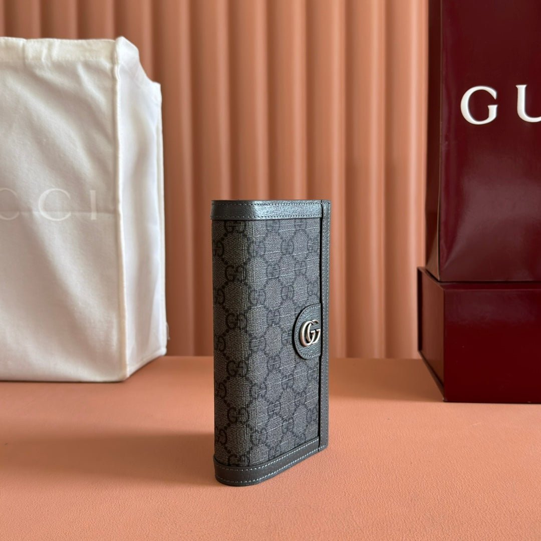 {Style No: BRWGGHJD} OPHIDIA CARD CASE 19 IN DARK GREY COATED FABRIC AND CALFSKIN - Image 2