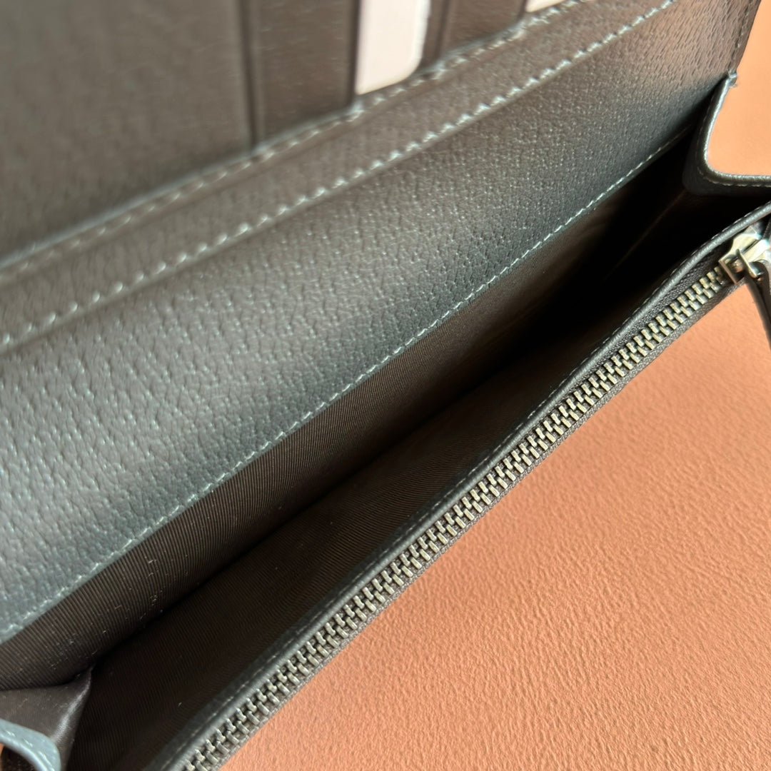 {Style No: BRWGGHJD} OPHIDIA CARD CASE 19 IN DARK GREY COATED FABRIC AND CALFSKIN - Image 7