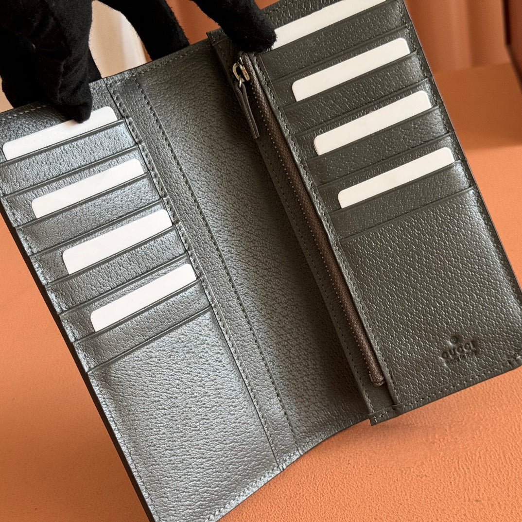 {Style No: BRWGGHJD} OPHIDIA CARD CASE 19 IN DARK GREY COATED FABRIC AND CALFSKIN - Image 9