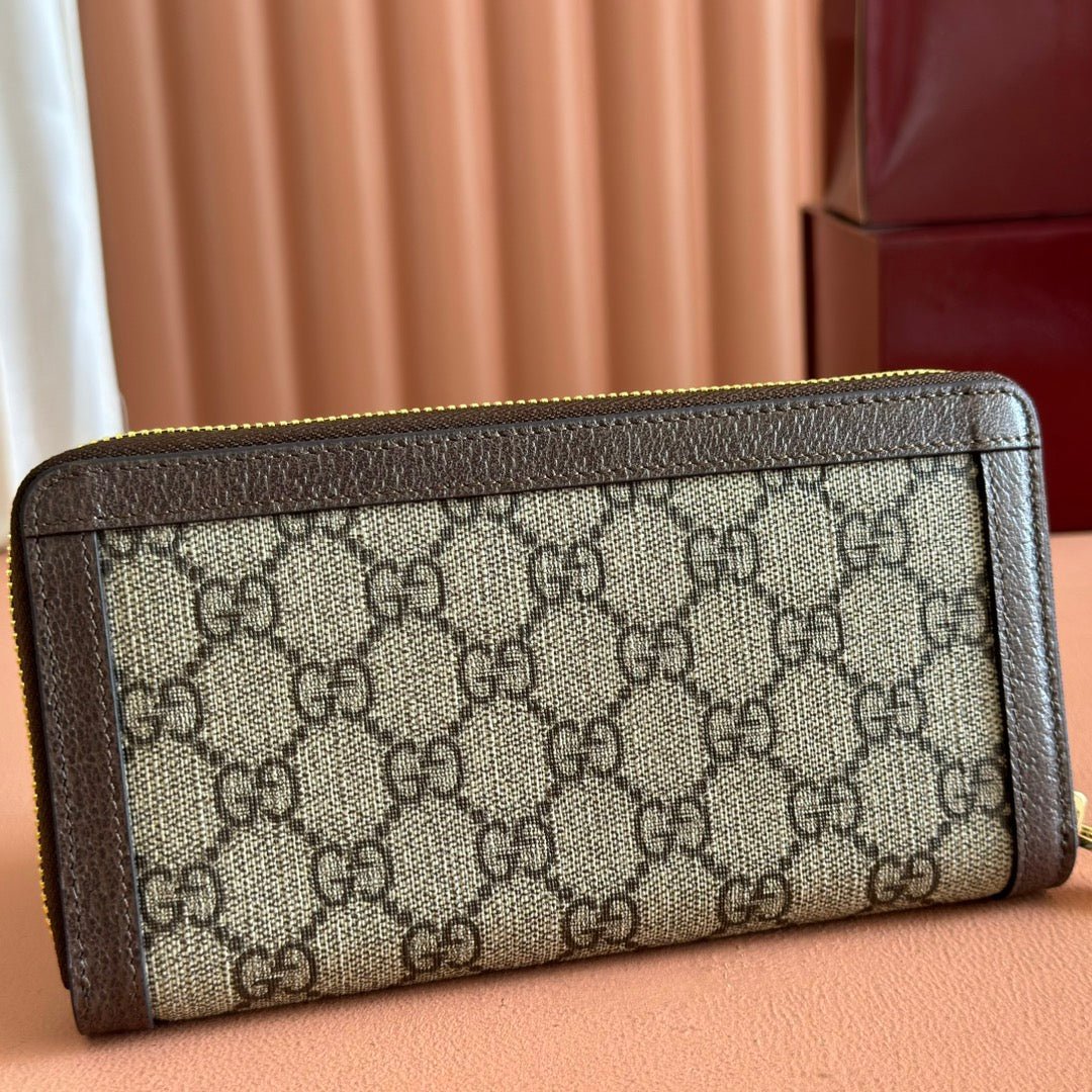 {Style No: Y4CCF6IX} OPHIDIA WALLET 19 IN BEIGE AND DARK BROWN COATED FABRIC AND CALFSKIN - Image 6