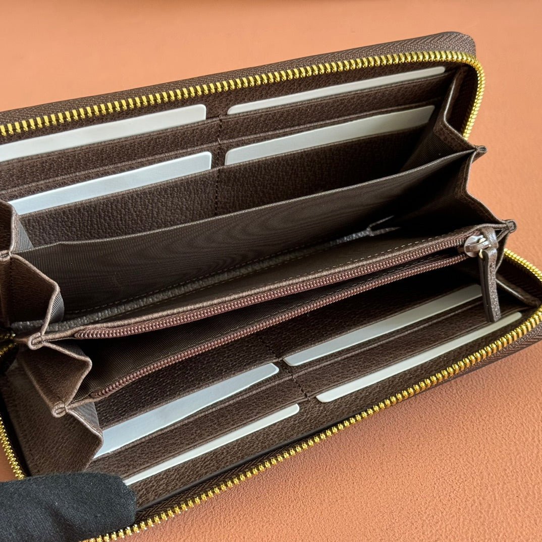 {Style No: Y4CCF6IX} OPHIDIA WALLET 19 IN BEIGE AND DARK BROWN COATED FABRIC AND CALFSKIN - Image 9