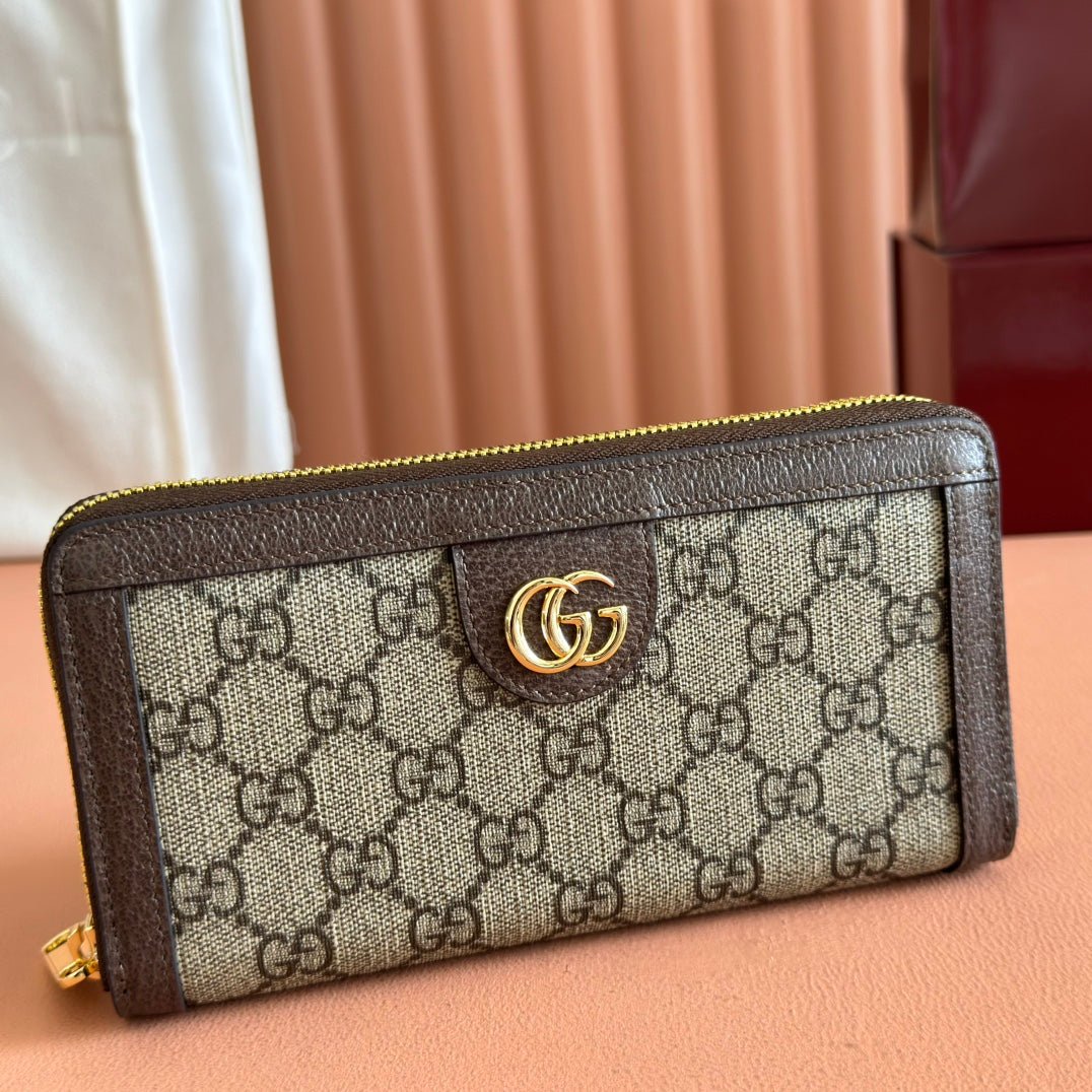 {Style No: Y4CCF6IX} OPHIDIA WALLET 19 IN BEIGE AND DARK BROWN COATED FABRIC AND CALFSKIN - Image 2