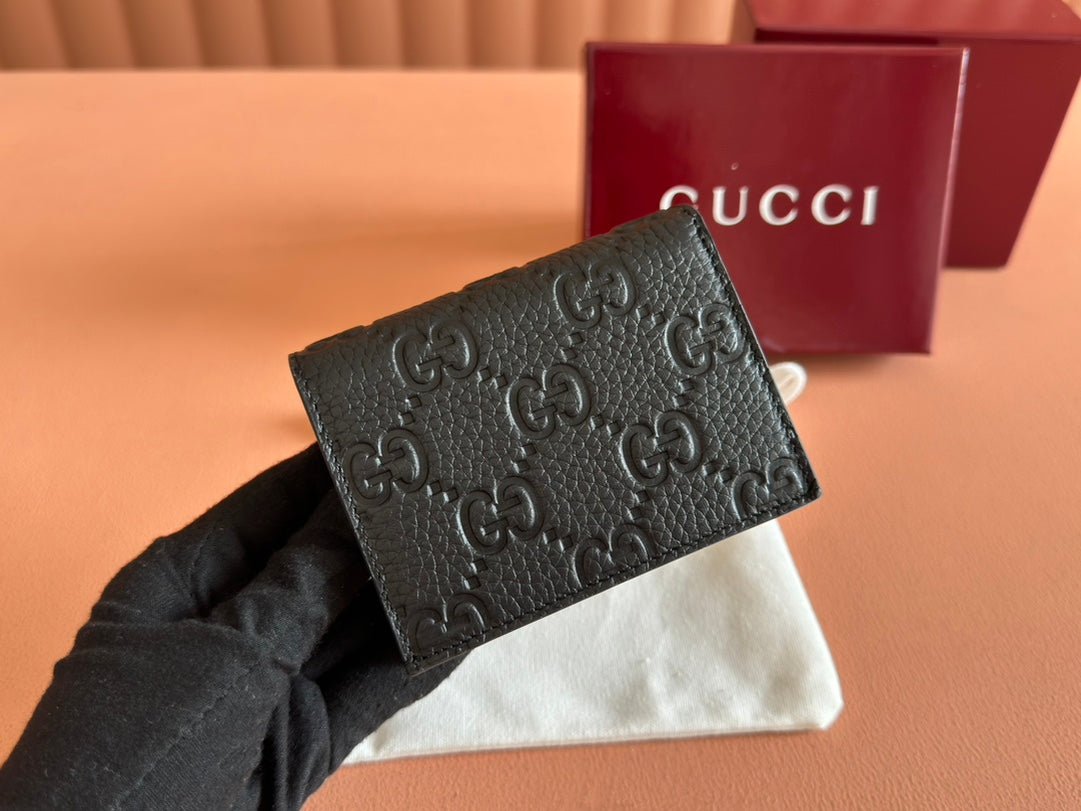 {Style No: 5FTF7O5B} EMBLEM MINI WALLET 11 IN BLACK GG GRAINY CALFSKIN - Image 3