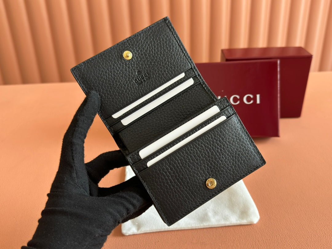 {Style No: 5FTF7O5B} EMBLEM MINI WALLET 11 IN BLACK GG GRAINY CALFSKIN - Image 9