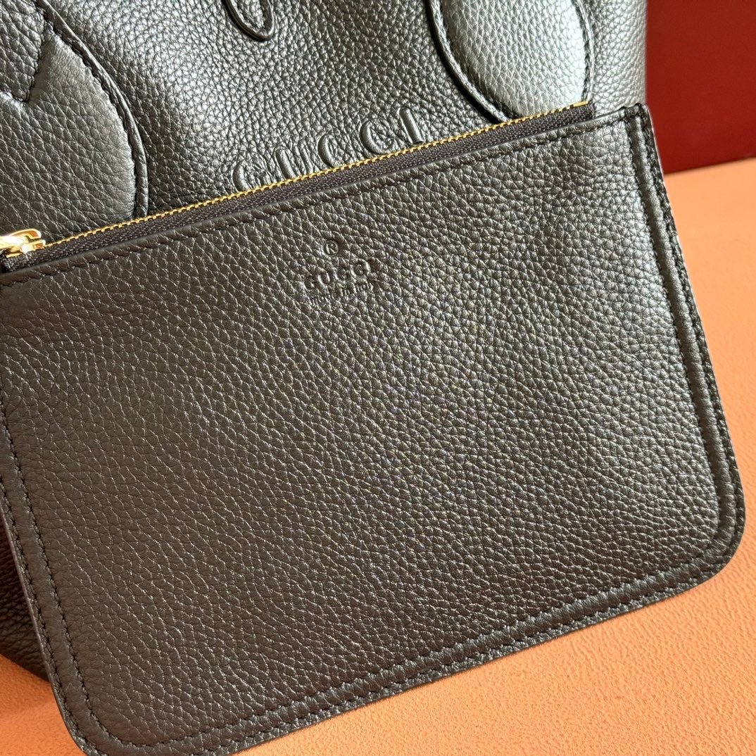 {Style No: TF82WT2H} SMALL TOTISSIMA REVERSIBLE TOTE BAG 21 IN BLACK CALFSKIN BROWN BEIGE GG CANVAS - Image 3