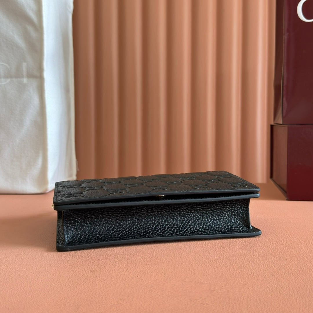 {Style No: 5D4TENN2} EMBLEM WALLET ON CHAIN 20 IN BLACK SMOOTH GG CALFSKIN - Image 8